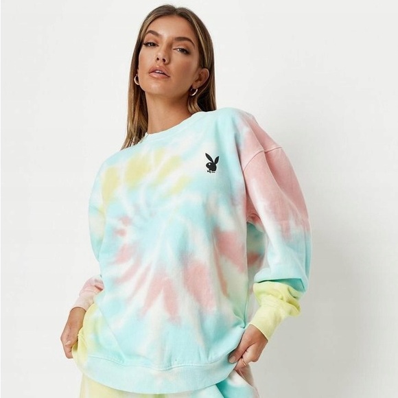 PLAYBOY Sweaters - Playboy X Misguided Tie Dye Crew Neck Sweatshirt
